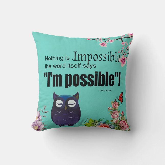 Niedliche Owl Positive Life Quotes Kissen (Vorderseite)