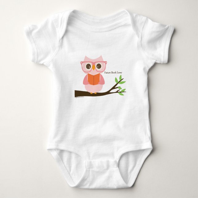 Niedliche Owl Reading Baby Strampler (Vorderseite)