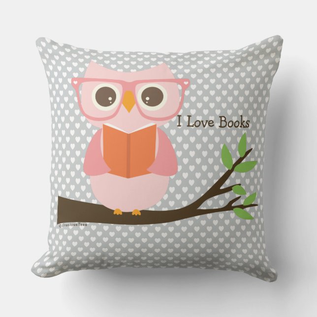 Niedliche Owl Reading Kissen (Vorderseite)