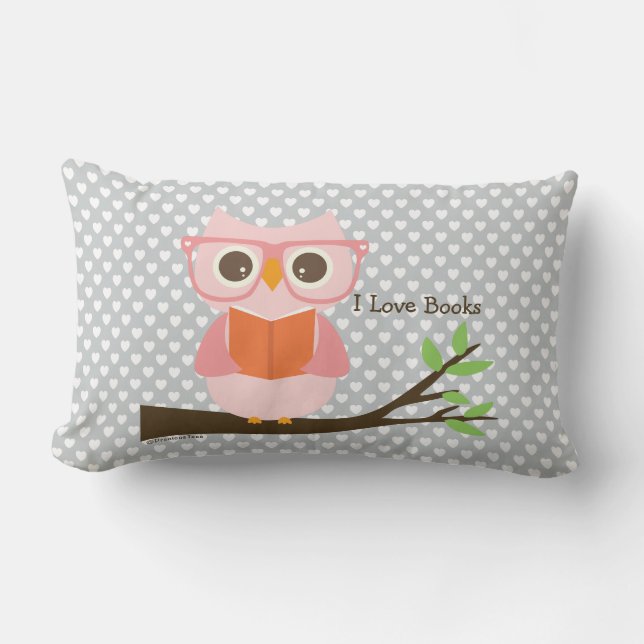 Niedliche Owl Reading Lendenkissen (Vorderseite)