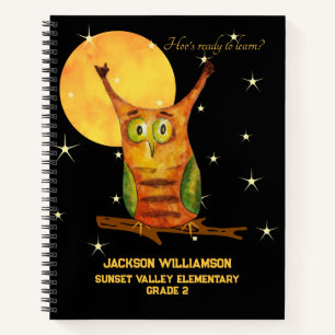 Niedliche Owl Wasserfarbe Stilschule Jahr Notizbuch