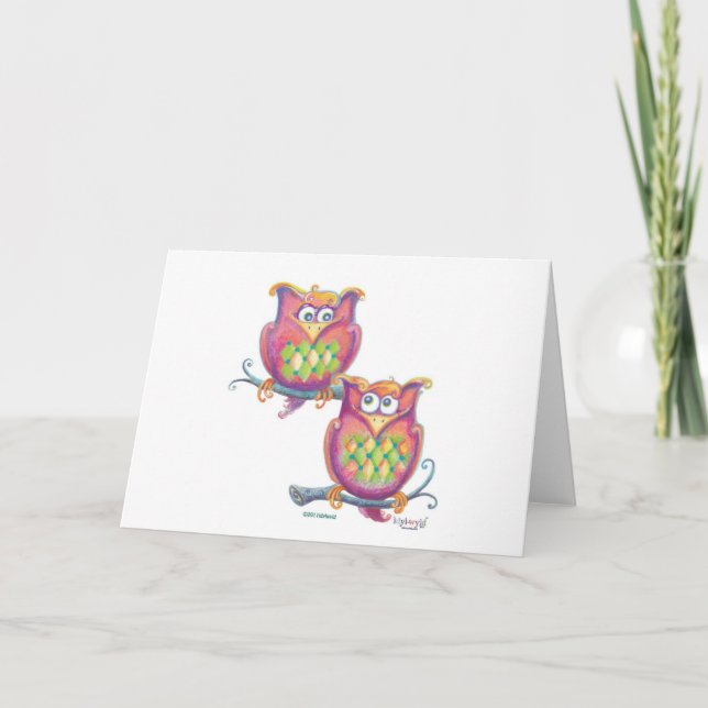 Niedliche Owls auf Zweigen Grußkarte Karte (Vorderseite)