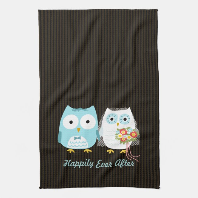 Niedliche Owls Braut und Garten - glücklich für im Handtuch (Vertikal)