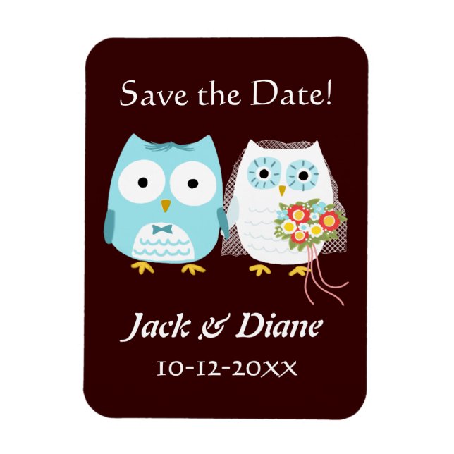 Niedliche Owls Hochzeit Braut und Bräutigam Save t Magnet (Vertikal)