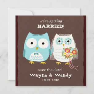 Niedliche Owls Hochzeit Braut und Bräutigam Save t The Date