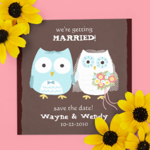 Niedliche Owls Hochzeit Braut und Bräutigam Save t The Date
