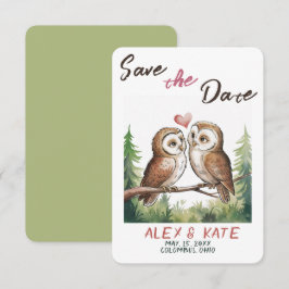 Niedliche Owls Hochzeit Sichern Sie den Termin Ank Save The Date