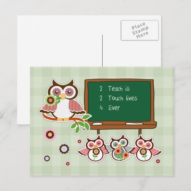 Niedliche Owls Lehrerbewertung Postkarte (Vorne/Hinten)
