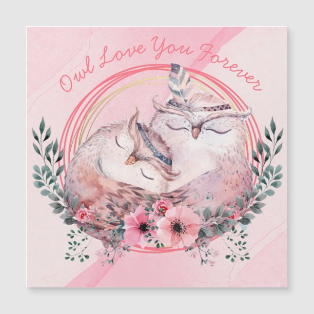 Niedliche Owls Magnetkarte (Vorderseite)