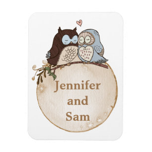 Niedliche Owls Personalisierte Hochzeitsmagnete Magnet