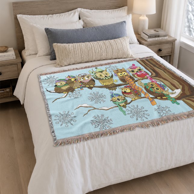 Niedliche Owls Winter Schneeflocken Decke (Von Creator hochgeladen)