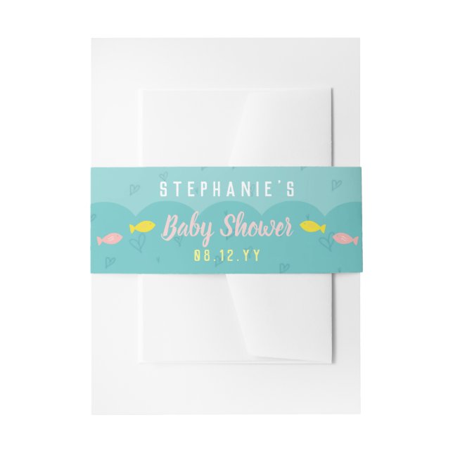 Niedliche Ozeanfische Herz Whimsical Baby Dusche Einladungsbanderole (Vorderseite Beispiel)
