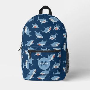 Niedliche Ozeanmonogrammschule für Weißhaie Bedruckter Rucksack