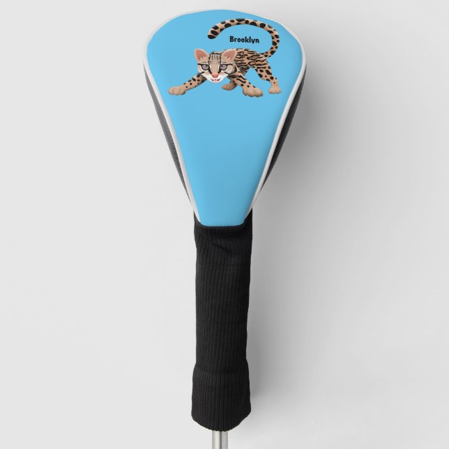 Niedliche Ozelot-Cartoon-Abbildung Golf Headcover (Vorderseite)