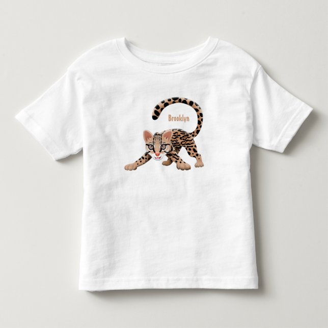 Niedliche Ozelot-Cartoon-Abbildung Kleinkind T-shirt (Vorderseite)