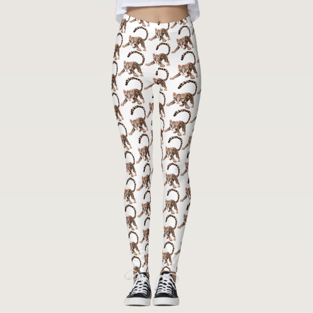 Niedliche Ozelot-Cartoon-Abbildung Leggings (Vorderseite)