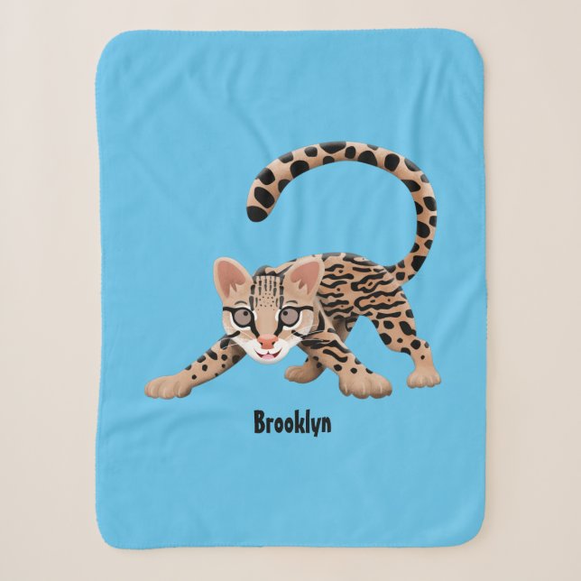 Niedliche Ozelot-Cartoon-Abbildung Sherpadecke (Vorderseite)