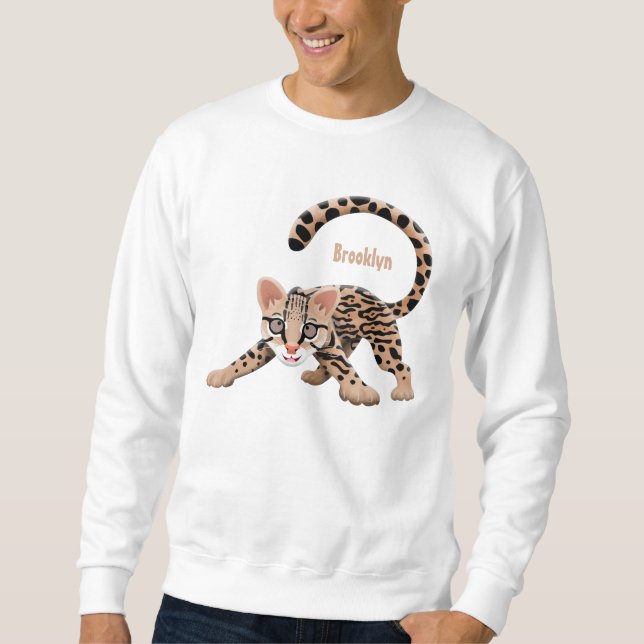 Niedliche Ozelot-Cartoon-Abbildung Sweatshirt (Vorderseite)