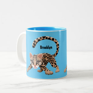 Niedliche Ozelot-Cartoon-Abbildung Zweifarbige Tasse