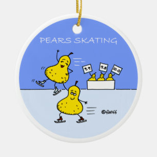 Niedliche Paar-Skaten-Zahl Skater-Weihnachtsbaum Keramik Ornament