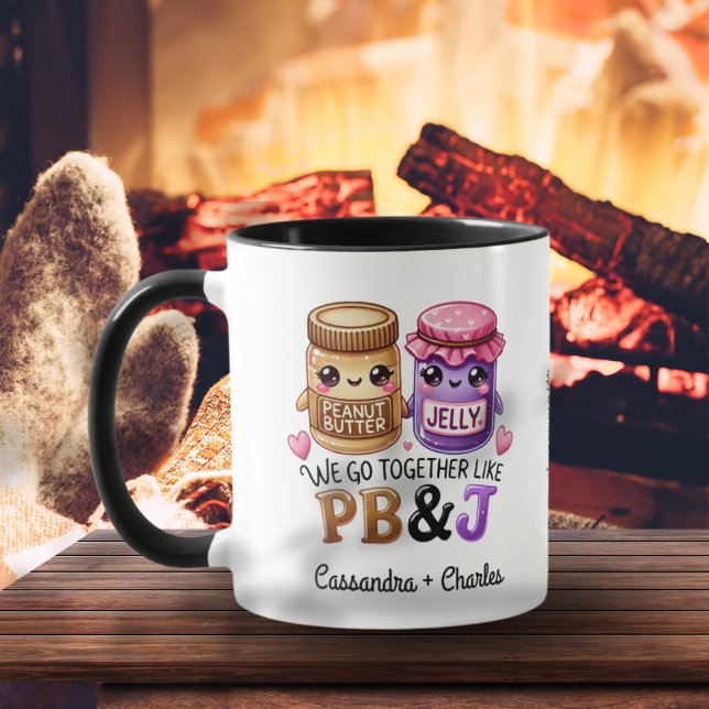 Niedliche Paare - Geschenk "Gemeinsam wie PB & J" Tasse (Cute Couples Gift "Together Like PB & J" Custom Mug)