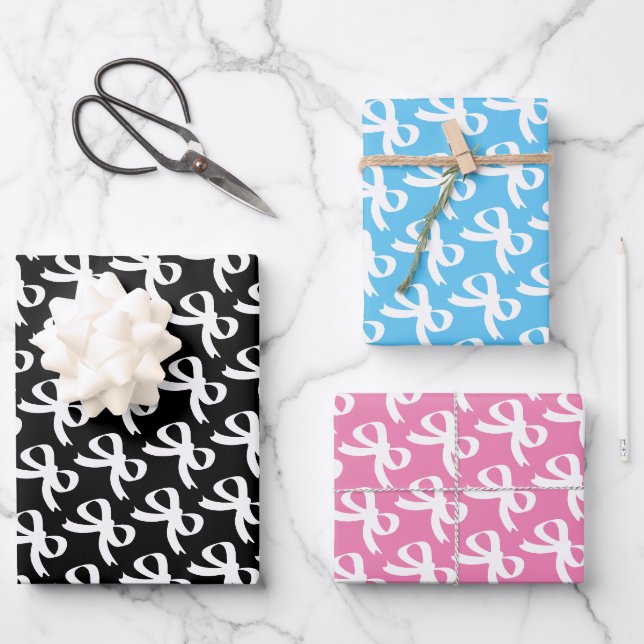 Niedliche Packpapierblätter mit weißen Krawatte Geschenkpapier Set (Vorderseite)