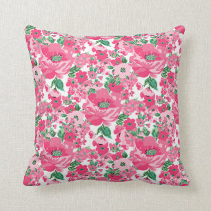Niedliche Paint Pink Blume Elegantes Weißes Design Kissen