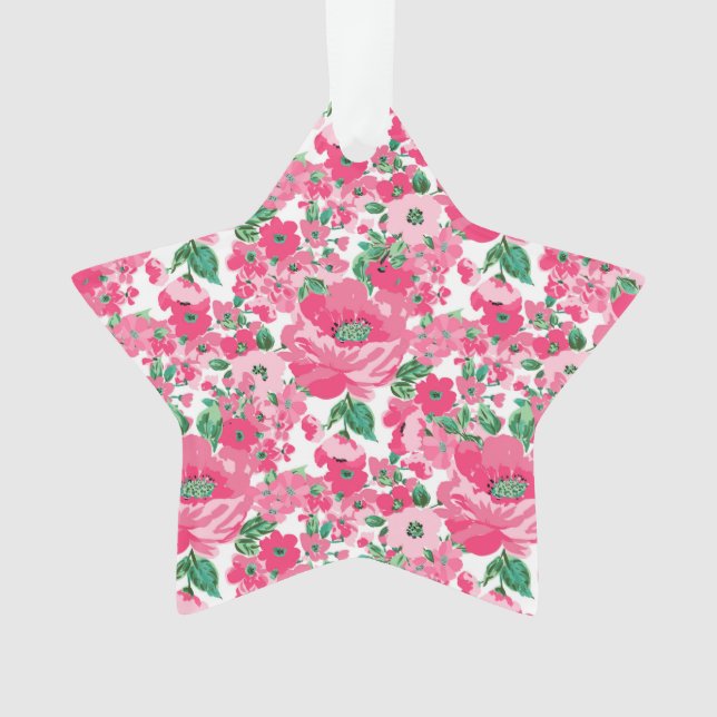 Niedliche Paint Pink Blume Elegantes Weißes Design Ornament (Vorderseite)