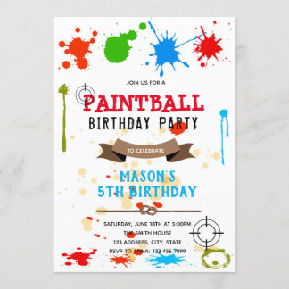Niedliche Paintball-Geburtstagsfeier Einladung