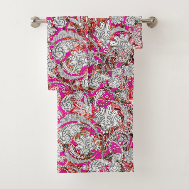 Niedliche Paisley-Muster Badhandtuch Set (Insitu)