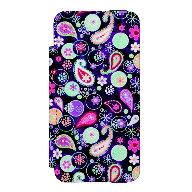 Niedliche Paisley-Muster Incipio iPhone Geldbeutel-Hülle (Folio Vorderseite)