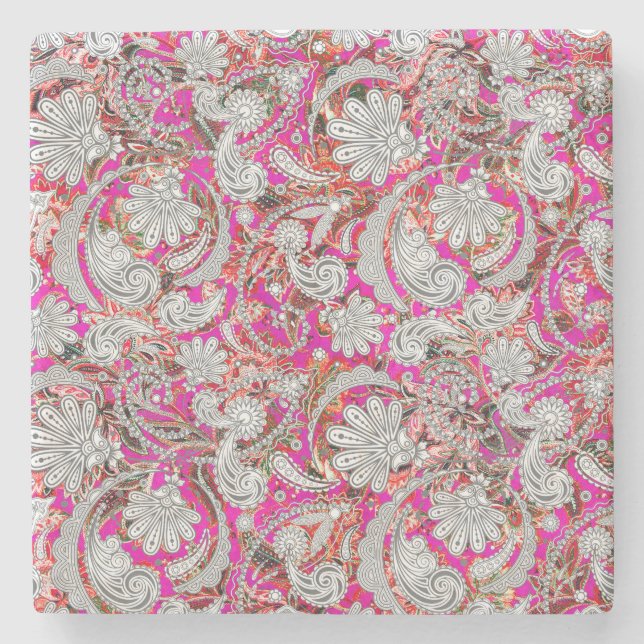 Niedliche Paisley-Muster Steinuntersetzer (Vorderseite)