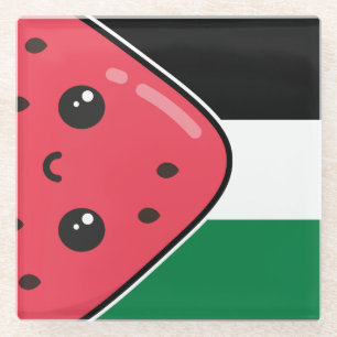 Niedliche Palästinafahne mit wassermelonfreiem Pal Glasuntersetzer