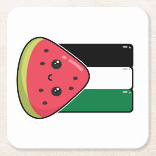 Niedliche Palästinafahne mit wassermelonfreiem Pal Rechteckiger Pappuntersetzer