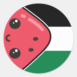 Niedliche Palästinafahne mit wassermelonfreiem Pal Runder Aufkleber