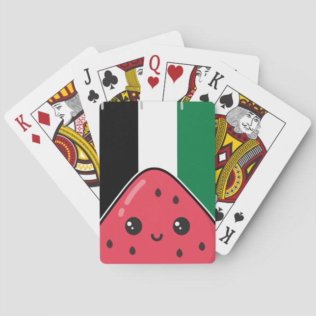 Niedliche Palästinafahne mit wassermelonfreiem Pal Spielkarten (Rückseite)