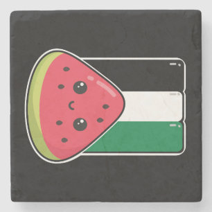Niedliche Palästinafahne mit wassermelonfreiem Pal Steinuntersetzer