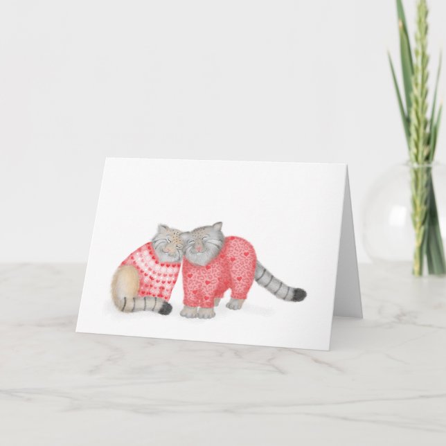 Niedliche Pallas Katzen in Liebe leere Karte (Vorderseite)