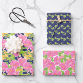 Niedliche Palm Beach Alligatoren Geschenkpapier Set