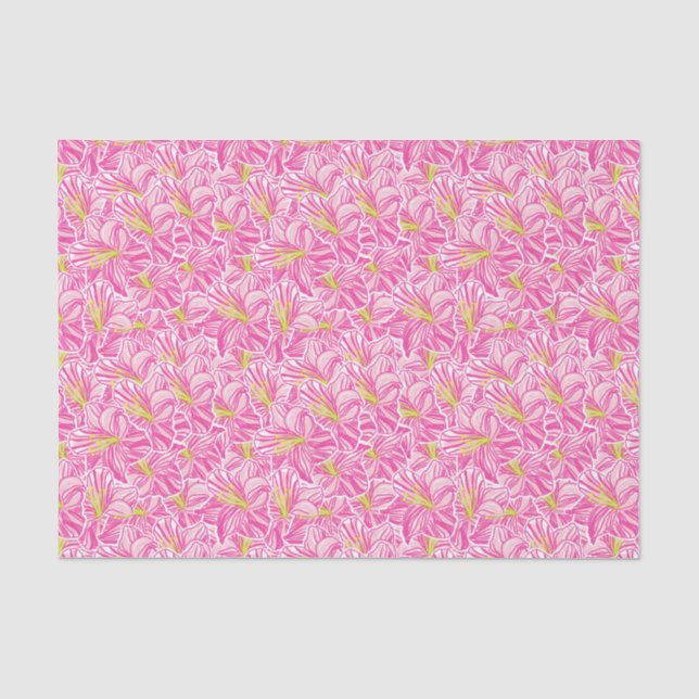 Niedliche Palm Beach Tropenrosa Hibiskus Blume Seidenpapier (Vorderseite)
