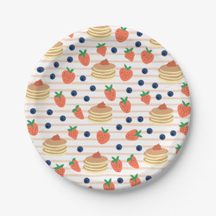 Niedliche Pancakes und Berries Paper Teller