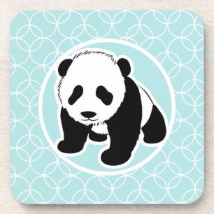 Niedliche Panda auf Baby Blue Circles Untersetzer