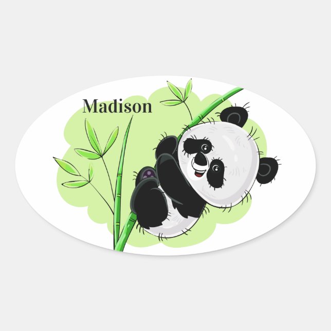 Niedliche Panda-Aufkleber Ovaler Aufkleber (Vorderseite)