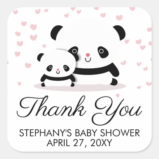Niedliche Panda Baby Dusche Danke Stickers (Vorderseite)