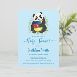Niedliche Panda Baby Dusche Moderne Light Blue Swe Einladung