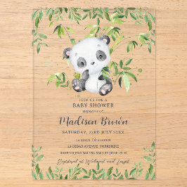 Niedliche Panda Bamboo Greenery Baby Dusche Acryleinladungen