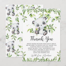 Niedliche Panda Bamboo Greenery Baby Dusche Dankeskarte