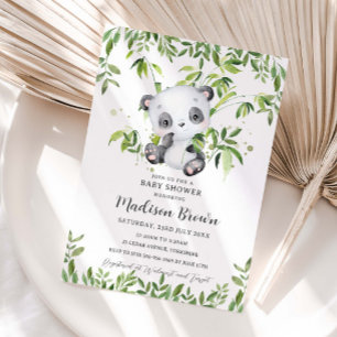Niedliche Panda Bamboo Greenery Baby Dusche Einladung
