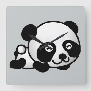 Niedliche Panda Bärenhalle Quadratische Wanduhr