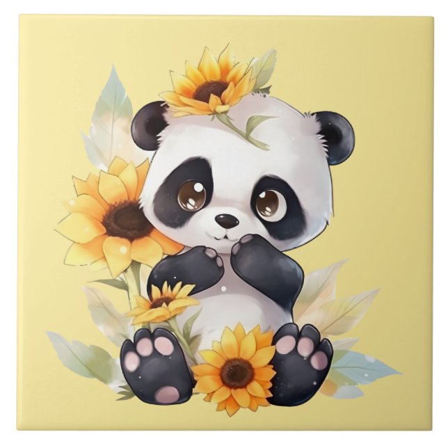 niedliche Panda Bärenliebhaber Fliese (Vorderseite)
